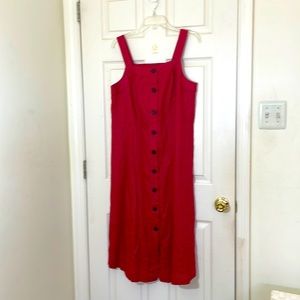 NWT 100% Linen Red Maxi Long Tank Dress Size Medium